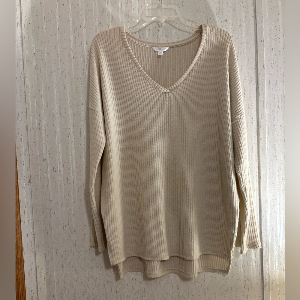 Time and Tru Cream V-Neck Sweater
